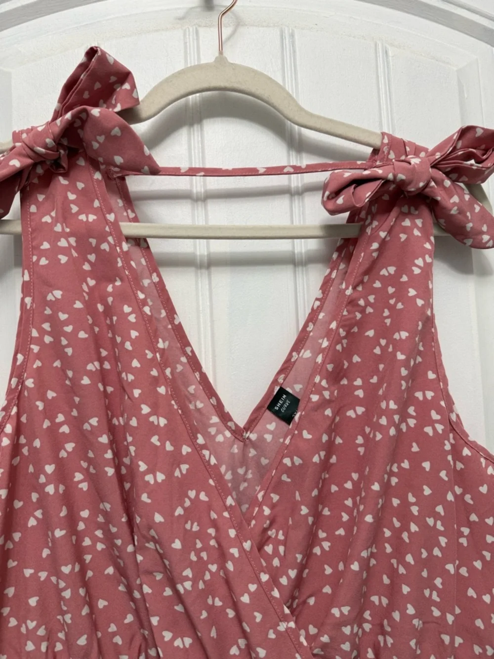 Shein Curve Pink Polka Dot Hearts Sleeveless  Mini Dress W/ Ties 2XL (34-4) - Picture 3 of 13